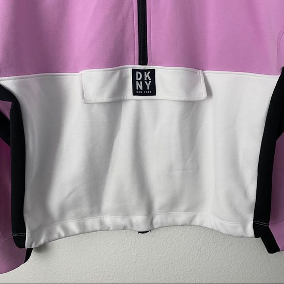 DKNY Pink White & Black Colorblock Tech Pullover Sweatshirt Anorak - Picture 7 of 12